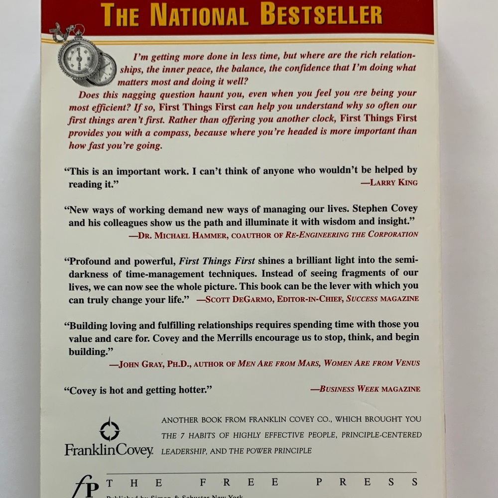 First Things First Book by Stephen R. Covey - Picture 2 of 2